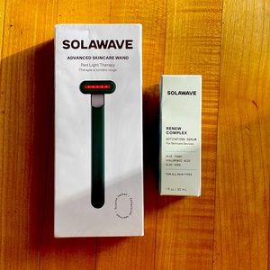 Solawave red light therapy wand plus serum, both sealed and new in box.